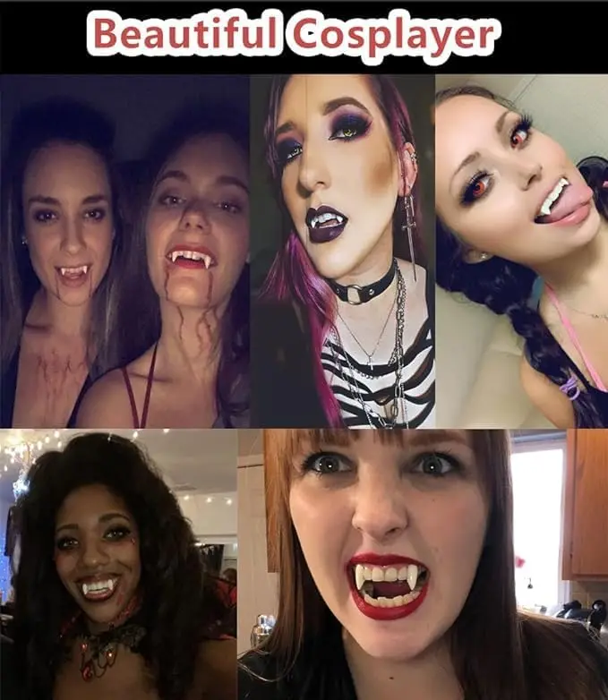 Spooky Cosplay White Vampire Fangs for Halloween Masquerade Parties