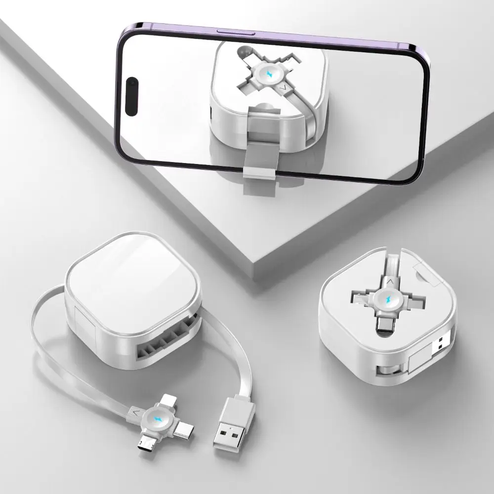 Retractable 3-in-1 Multi-Port Charging Cable with Micro USB and Type-C Connectors