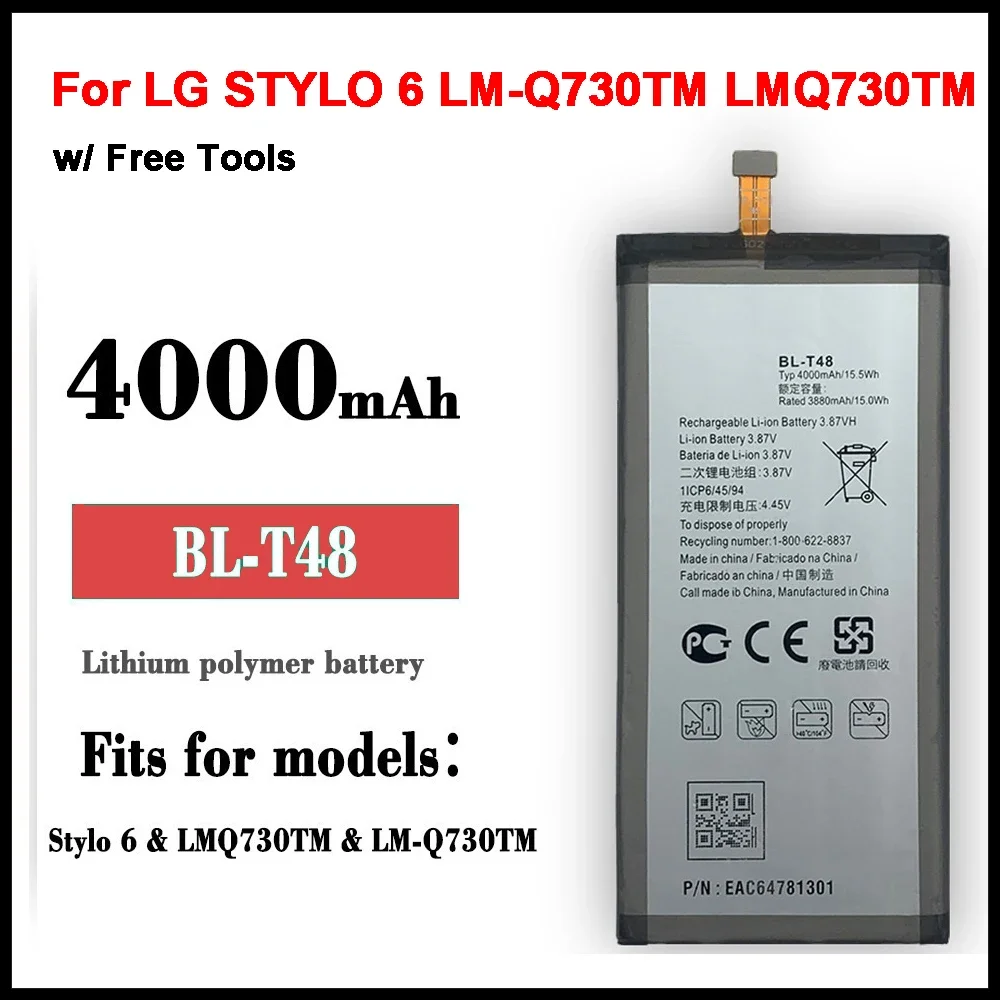 

BL-T48 4000mAh Аккумулятор для LG STYLO 6 LM-Q730TM LMQ730TM сменные батареи + Инструменты