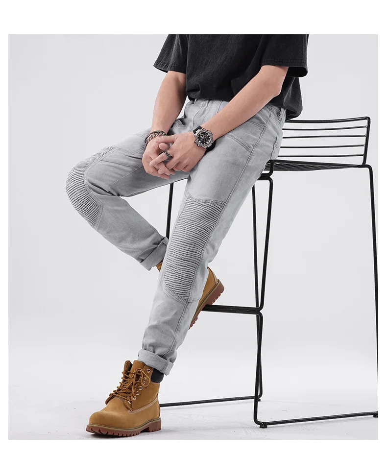 

2023 trendyol High quaity fashion men's biker jeans for men 2023 slim straight stretchable punk clothes