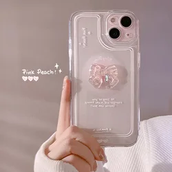 Chic 3D Crystal Bow Love Heart Soft Shockproof Phone Case for iPhone 13 Pro (T1)