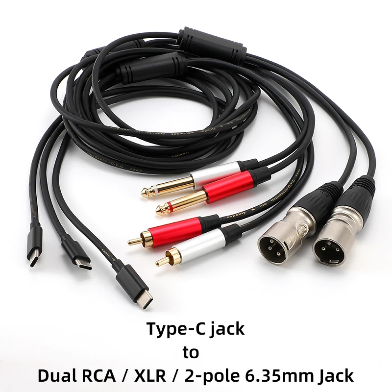 AVSSZ Type C to Dual RCA Audio Line Type C to 2 6.35mm 1/4in Jack Cable for Speaker Power Amplifier Phone Laptop Computer 3m кабель tilta 12v type c dc 3 5 1 35mm 40см tcb usbc dcm13 40