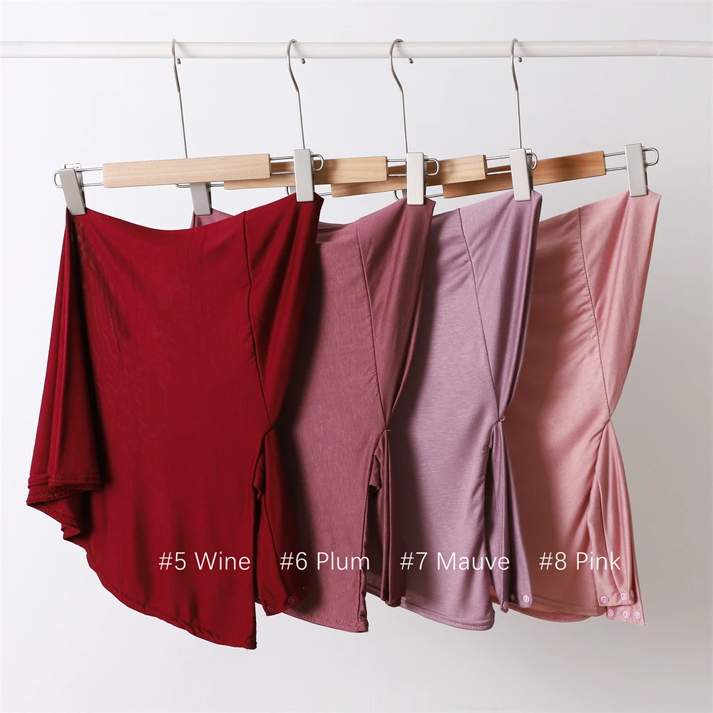 Ready To Wear Instant Hijab Strecthy Cotton Jersey Hijab Cap Scarf For Women Muslim Plain Headscarf Headband With Snap Bandana 3