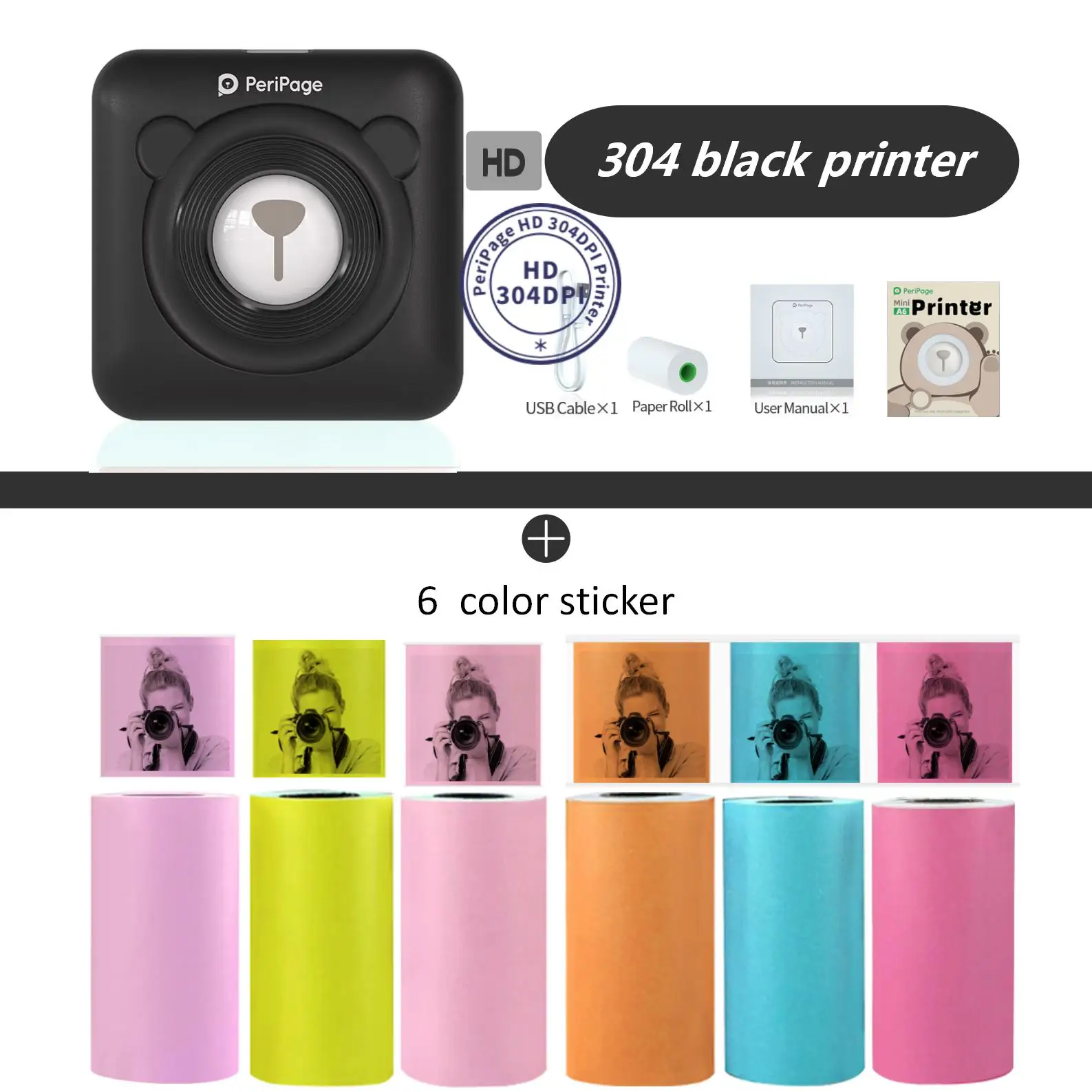 PeriPage 304 DPI Mini Photo Bluetooth Pocket Printer Wireless Portabl Sticker Thermal Printer For Mobile phone Android and iOS