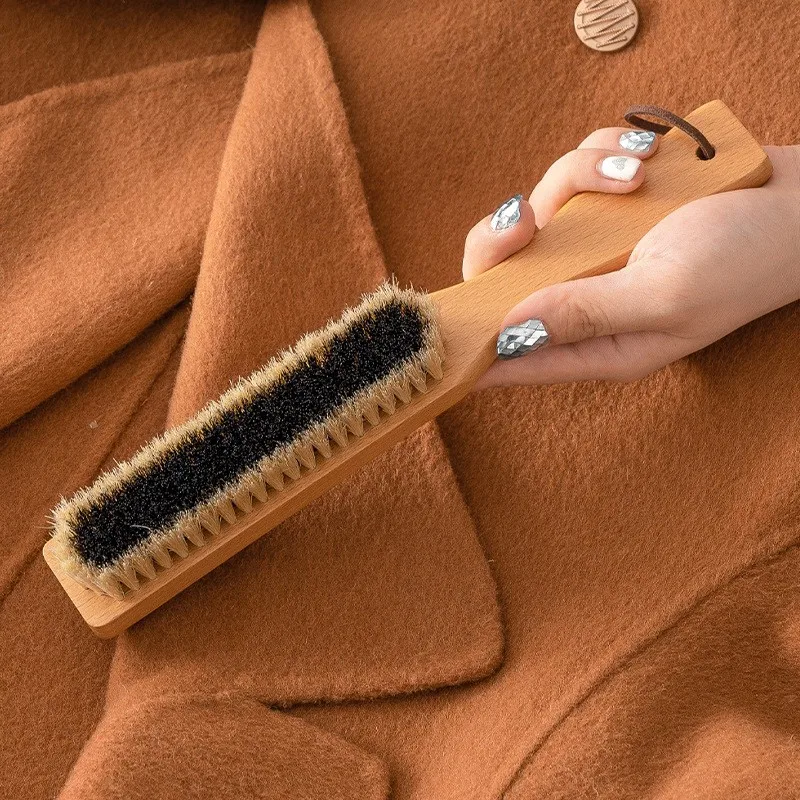 Wooden Pighair Coat Cleaning Cloth Dedusting fuzz remover With Long Handle Custom Logo Multifunctional Clothes care 2