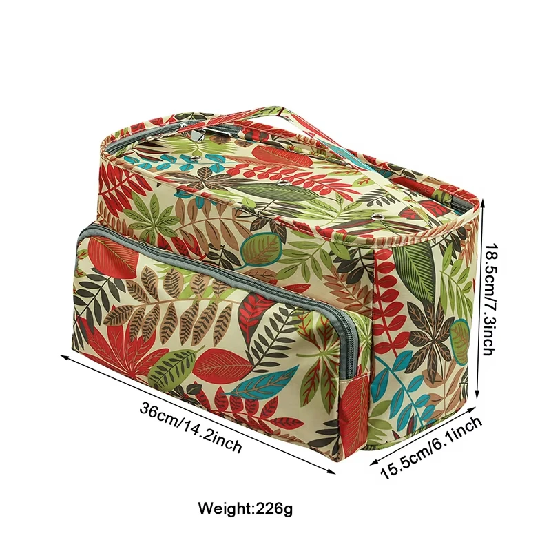 Yarn Storage Bag Sewing Crochet Kit Organizer 3 Holes Portable Oxford Knitting Bag for Unfinished Project DIY Tool Accessories