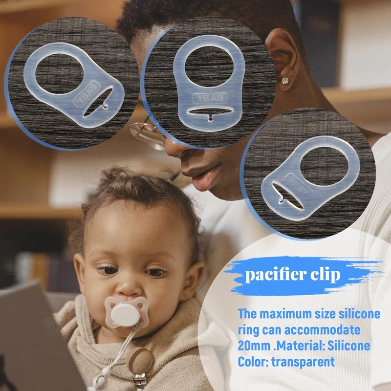 10 Pcs Button Silicone Ring Mam Pacifier Holder Mannequin Clip Adapter Transparent