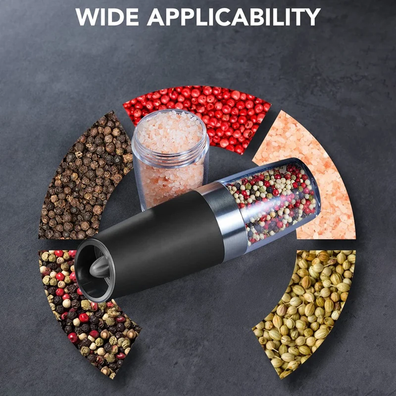 Electric Salt And Pepper Grinder Set Battery Operated Automatic Salt And Pepper Shakers Adjustable Coarseness LED Light Durable