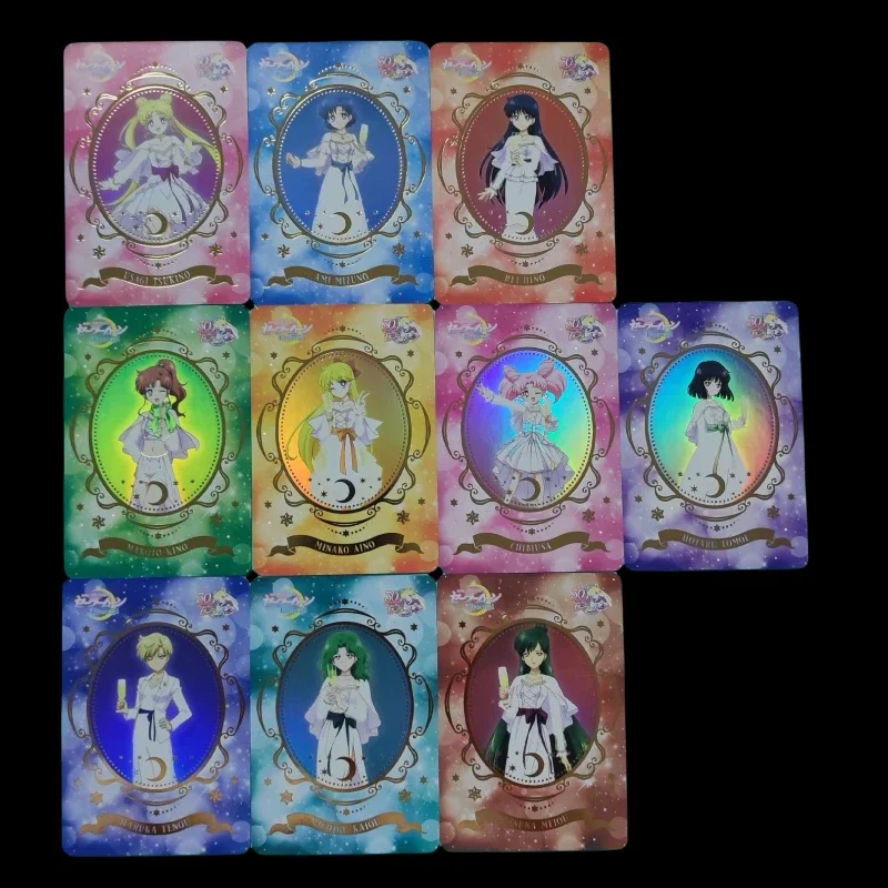 

Sailor Moon DIY Tsukino Usagi Hino Rei Kino Makoto Cafe Series Gauze Glitter and Color Flash Card 10pcs Game Collection Cards