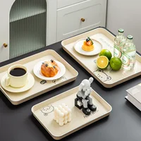 WORTHBUY Plastic Storage Tray With Cute Pattern Multifunctional Food Serving Tray Fruit Dessert Tray Tea Cup Tray For Kitchen 2