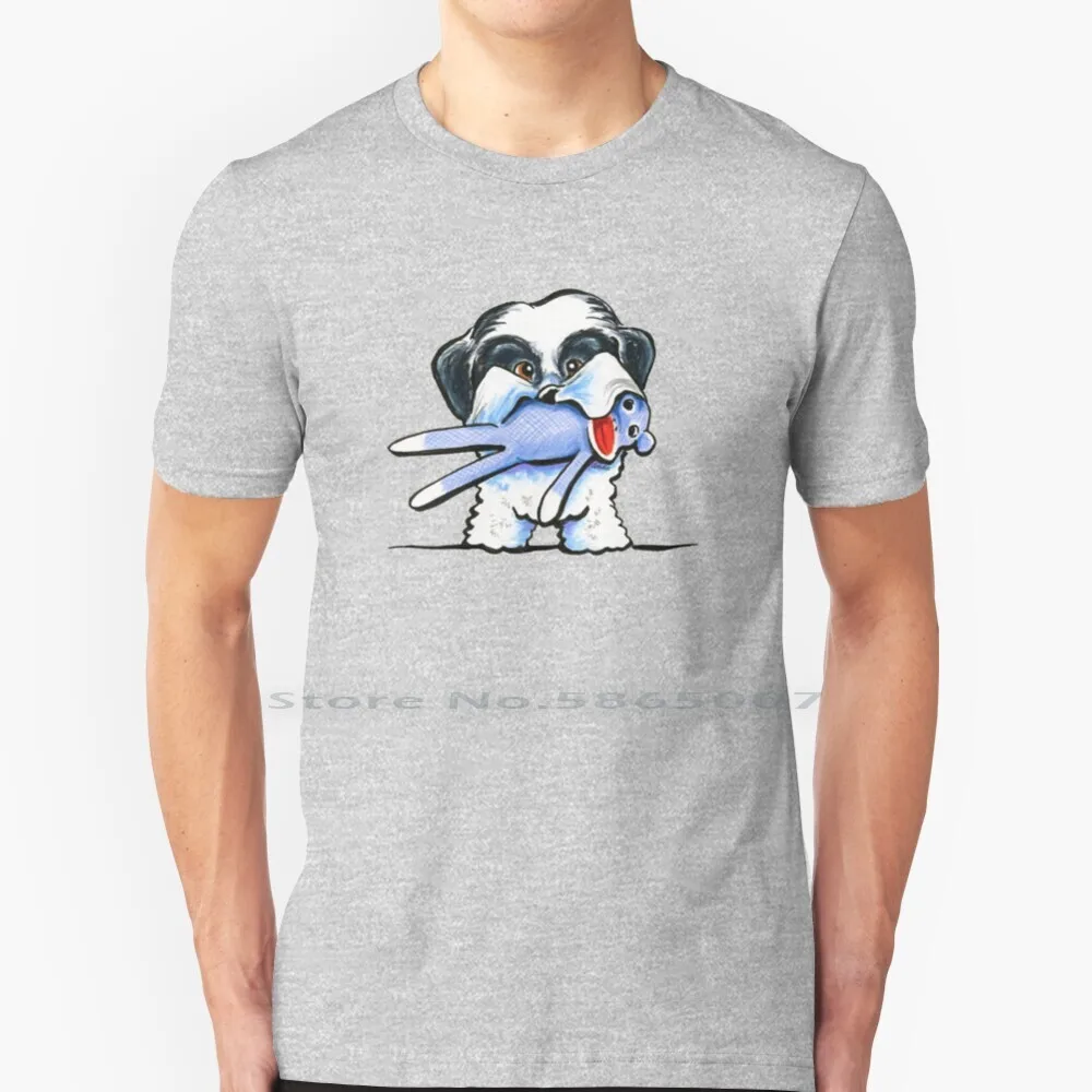 Lil Love Monkey T Shirt Cotton 6Xl Off Guinzaglio Art In Bianco E Nero Cartoon Shih Tzu Lover Sock Monkey Dog Funny Humor Puppy Cut