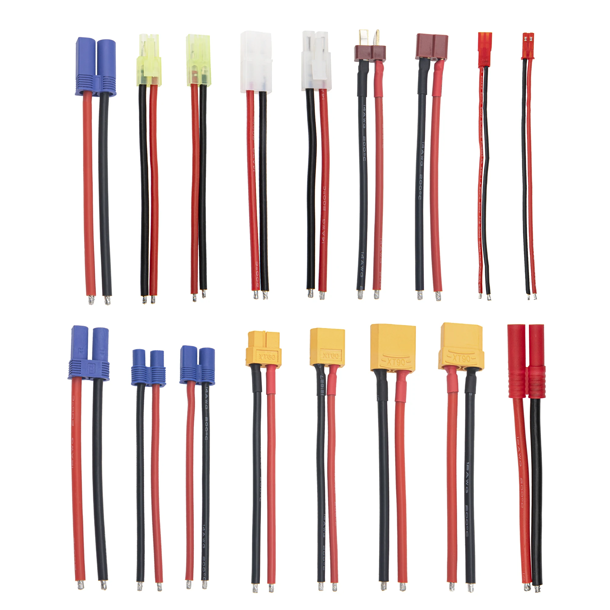 

TRX Tamiya T plug JST EC5 EC3 XT60 XT90 HXT4.0 Male / Female Connector plug Silicone Wire 12/14/16AWG RC Battery Cable 100mm