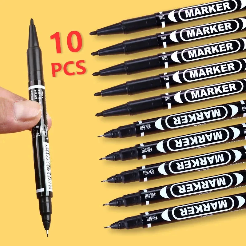 10 PCS Double-Sided Waterproof Colored Permanent Markers for Art & School Supplies