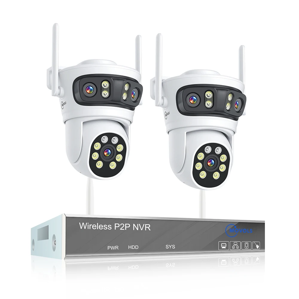 Movols 6MP Three Lens PTZ H.265 Wireless CCTV System Two Way Audio Waterproof IP Security Camera 10CH NVR Surveillance System