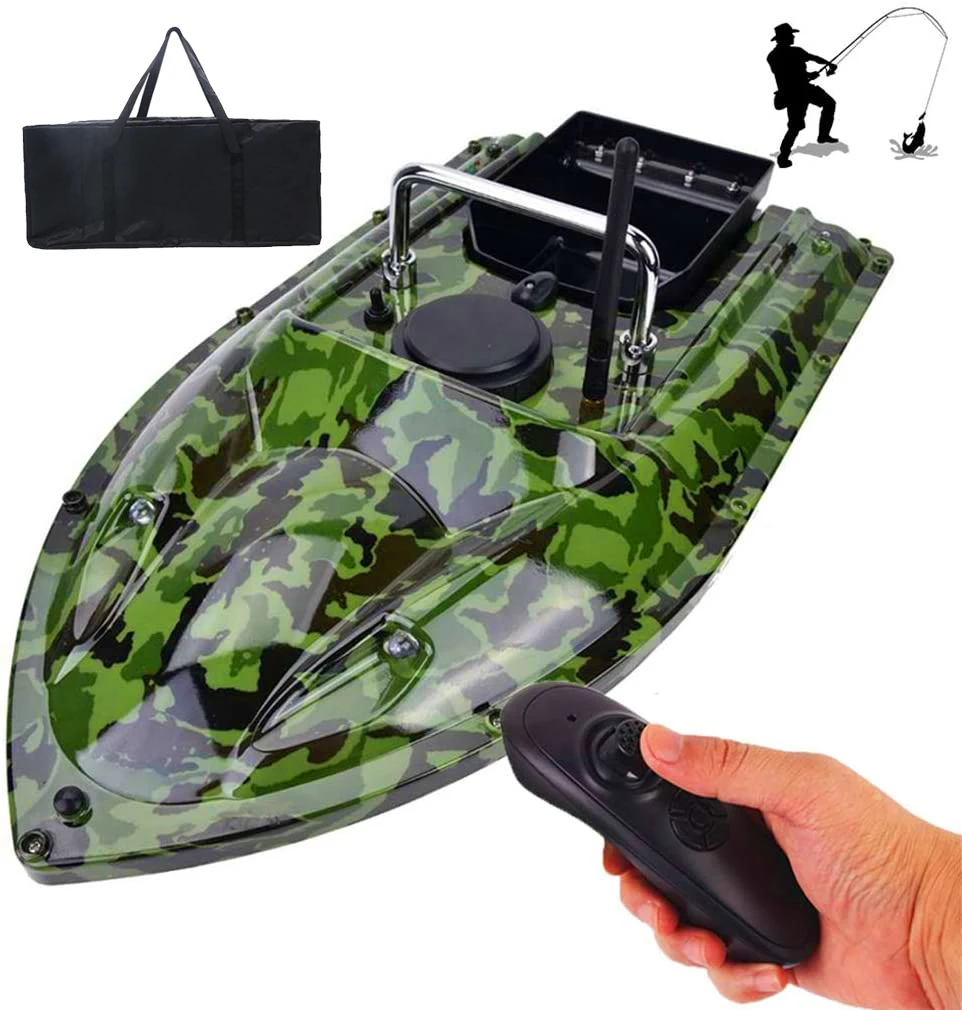 500M RC Fishing Bait Boat with Bag 2 Motors Night Light Lure Remote Control  Fishing Ship One Key Fixed Speed Cruise
