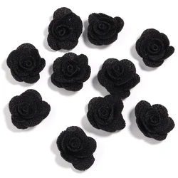 10 - Piece Set of 3cm Handmade Three - Dimensional Rose Flower Accessories (Black)