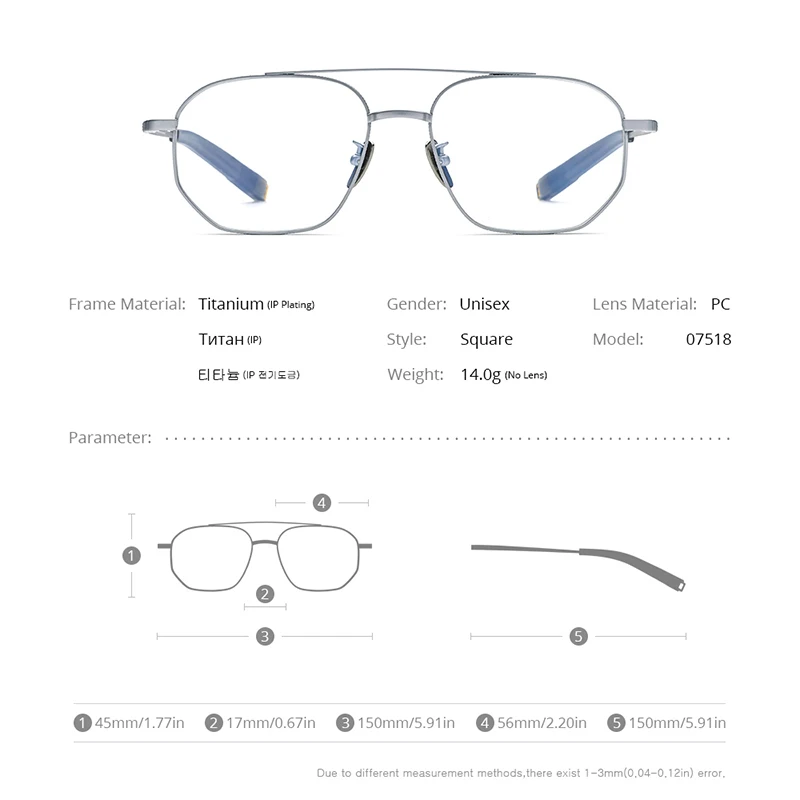 FONEX Pure Titanium Men's Myopia Eyeglasses Retro Vintage Square Eyewear 07518