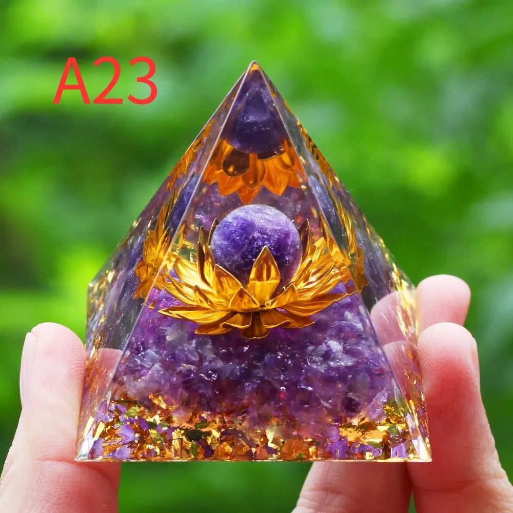 Crystals Stone Orgone Pyramid Energy Generator Natural Amethyst Peridot Reiki Chakra Meditation Tool Room Decor Christmas Gifts 4