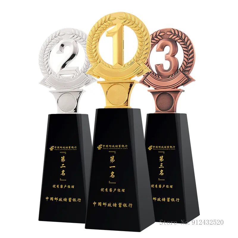 

Металлический хрустальный трофей для украшения дома, изготовление на заказ 123-го, золото, серебро, медь, по желанию, награда 1 шт.