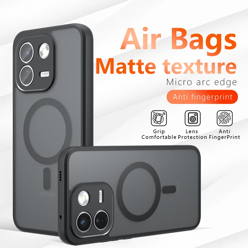 Enhanced Magnetic Shockproof Matte PC+TPU Anti-Fingerprint Phone Case