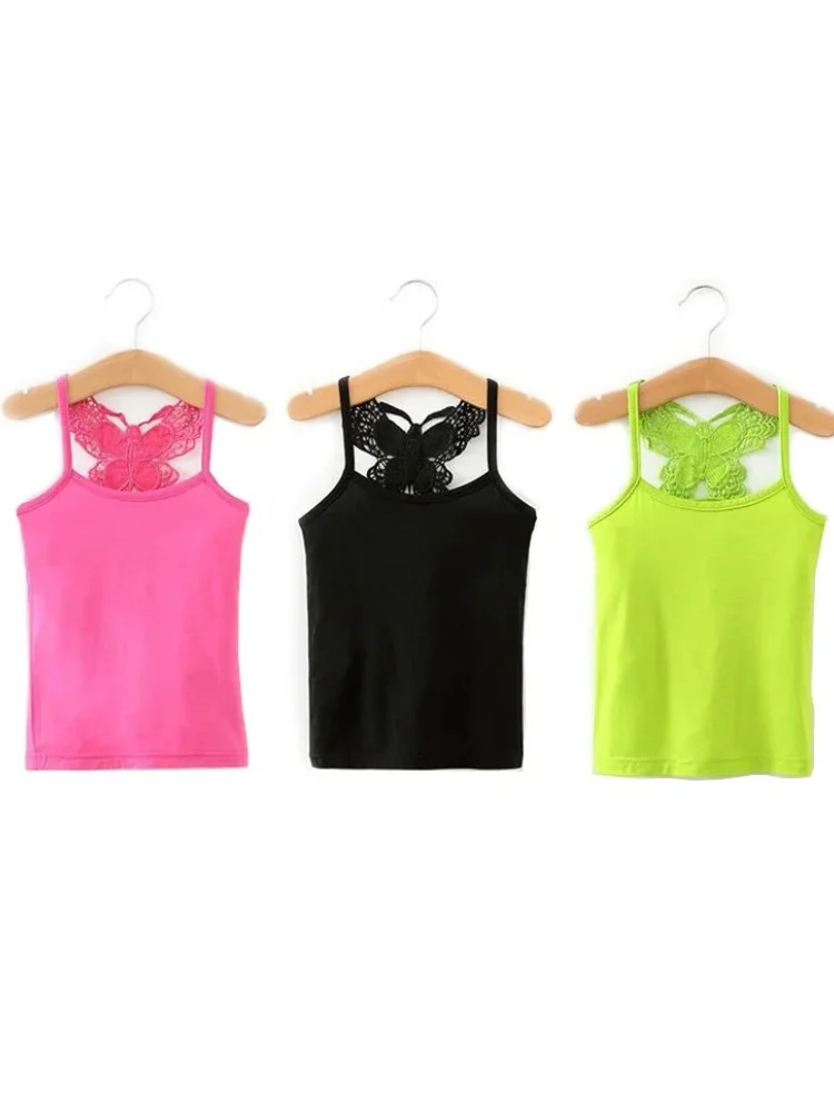 baby girls camis cotton tank tops butterfly girls camisole children underwear beauty back t shirts