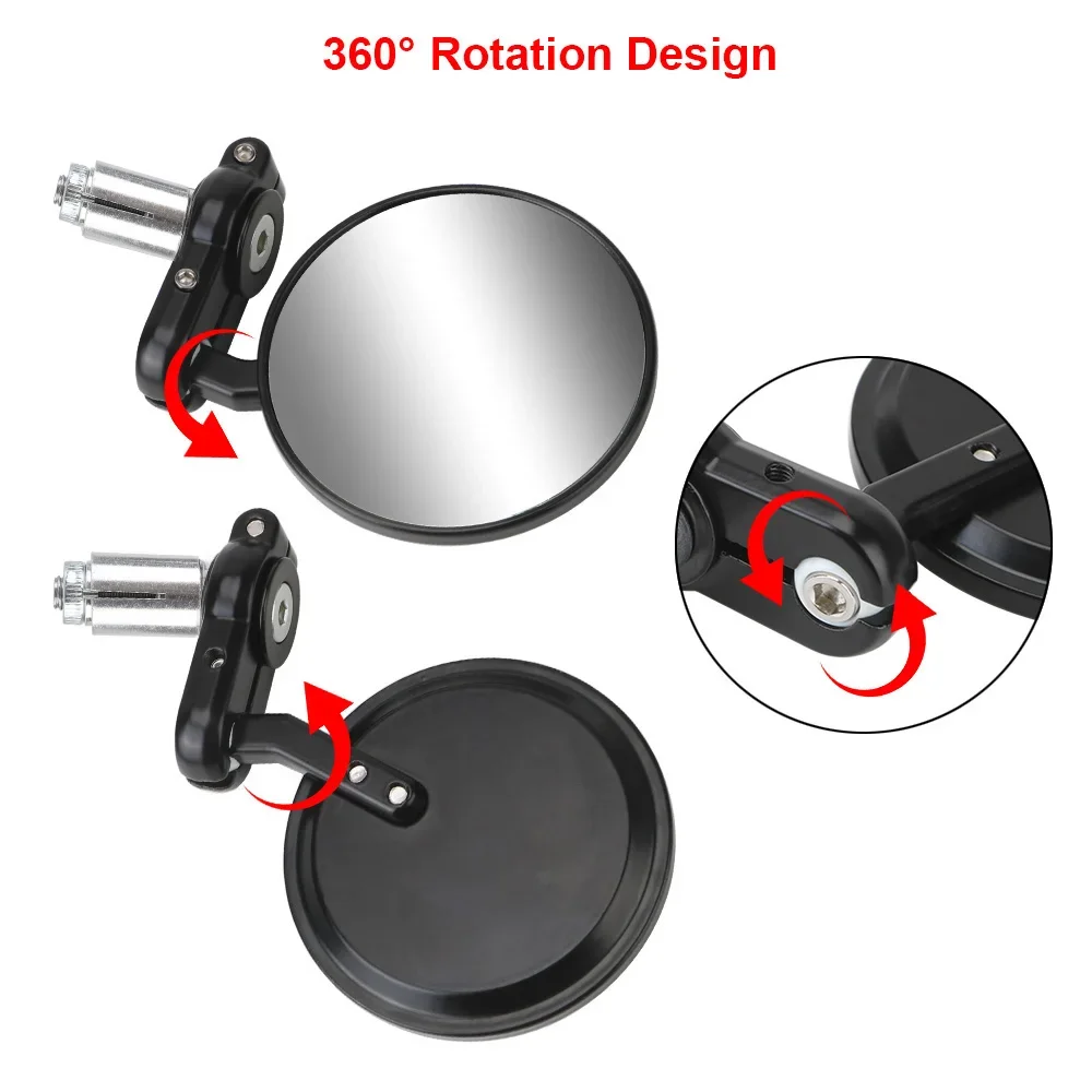 Motorcycle Mirror: 22mm Universal Rearview Side Mirror 2pcs Handle Bar End Mounting for Motorbike