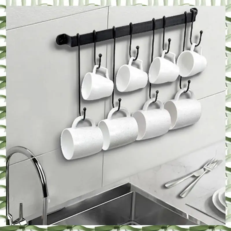 Coffee Mug Holder For Wall 17-Inch Coffee Bar Cup Hanger Hooks Hanging Cup Rack Storage Organizer 2Pcs Durable