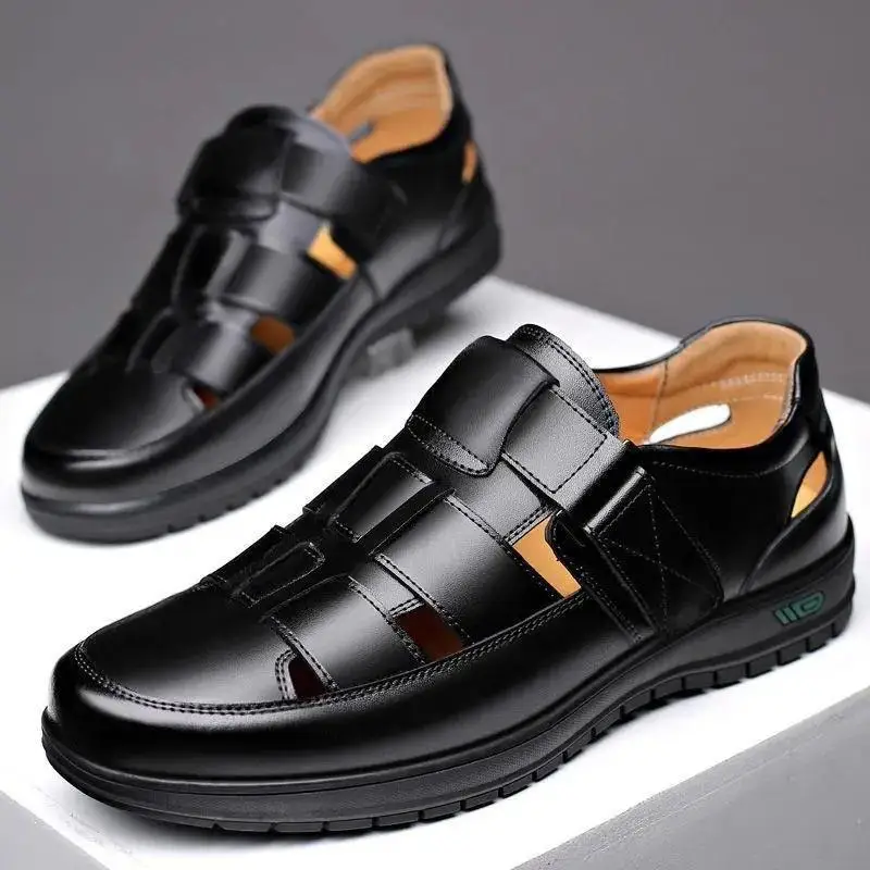 Men's Leather Anti Slip Shoes Business Casual Summer Sandals