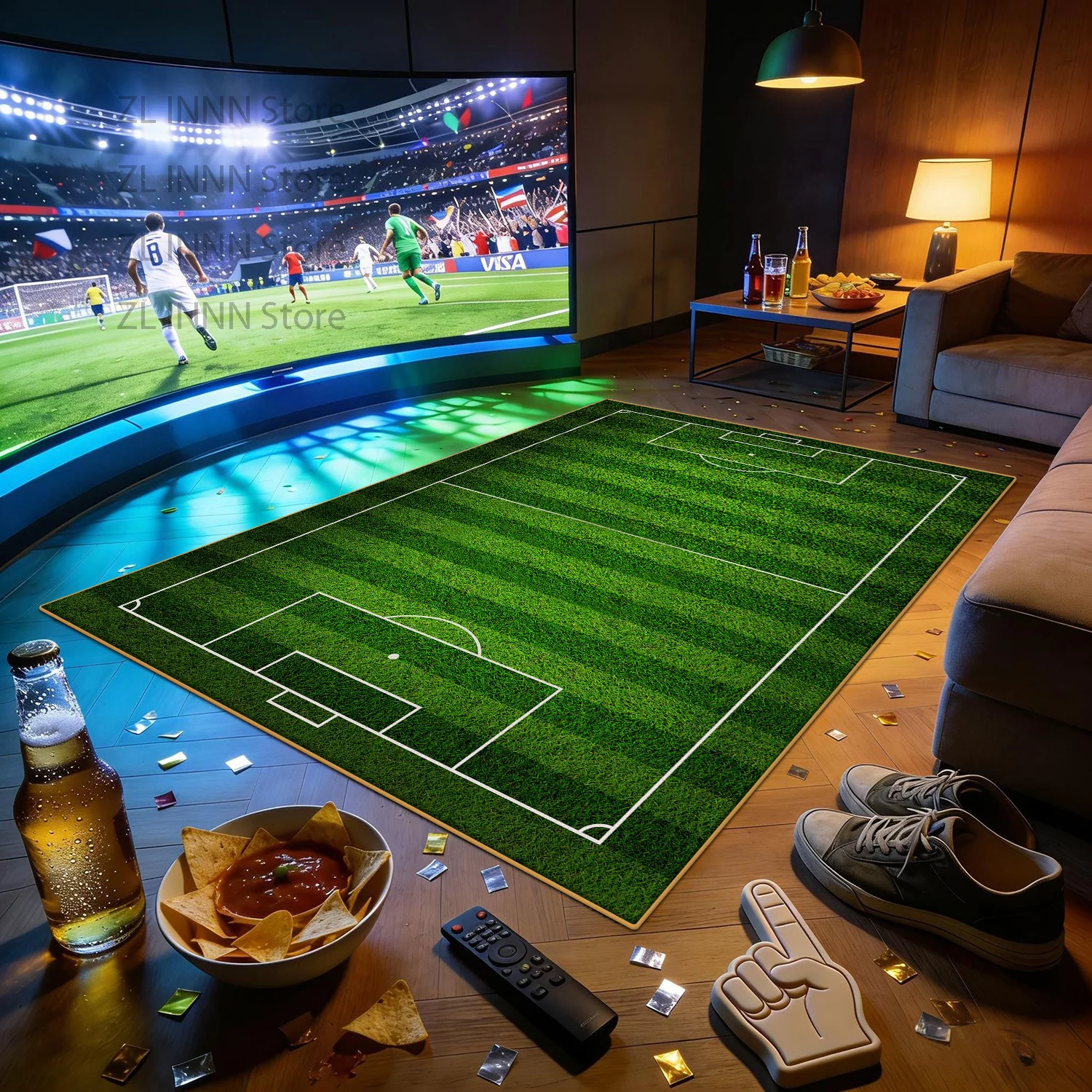 Soccer Field Large Area Sports Theme Rugs Decoration Home Living Room Fluffy Soft Carpet 200×300 Bedroom Game Pitch Mat Kids 3