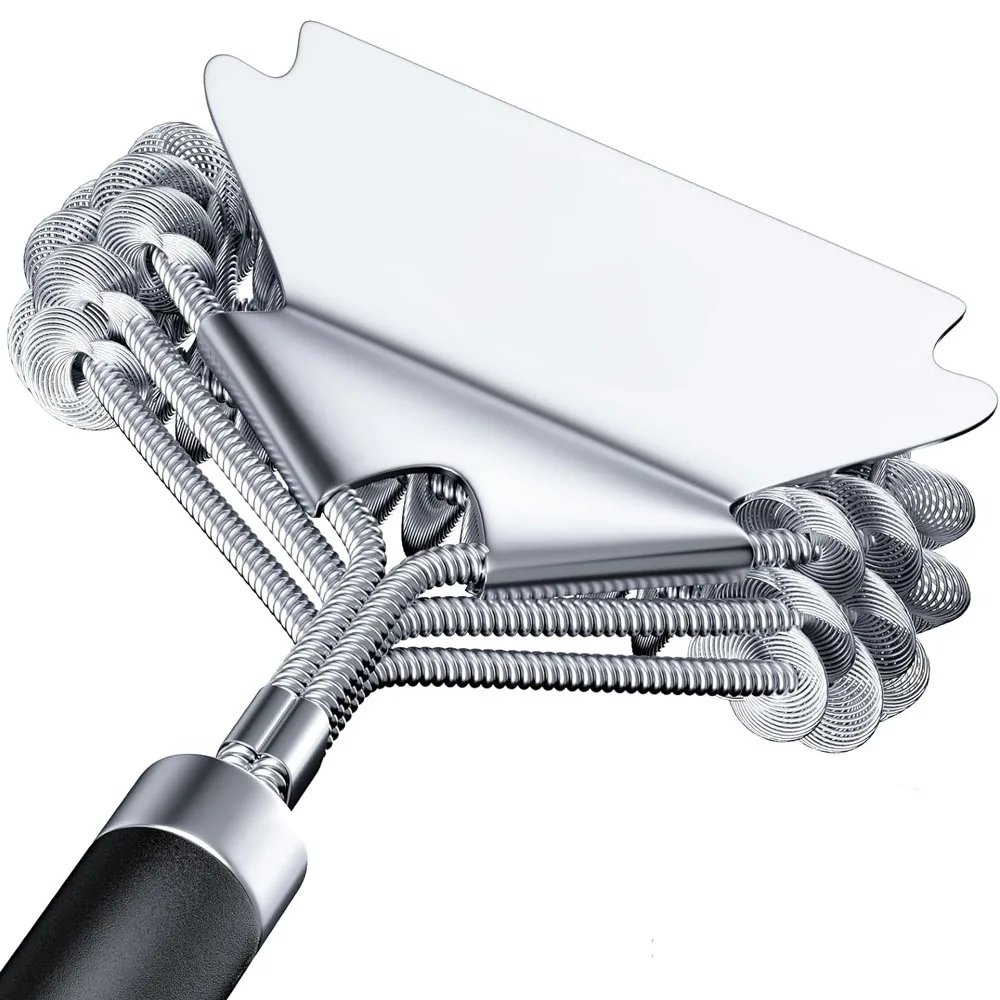 Stainless Steel Bristle-Free Grill Cleaning Brush with Extra Wide Scraper-Ideal BBQ Accessories Gift Safe for Grills barbecue cleaning tools grill brush