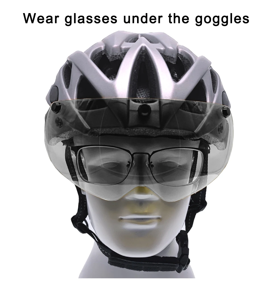 LOCLE Fahrradhelm mit Magnetischen Photochromen Gläsern Straßen- und Mountainbike-Helm In-Mold Fahrradhelm mit Magnetischem Schutzvisier – Detail 2