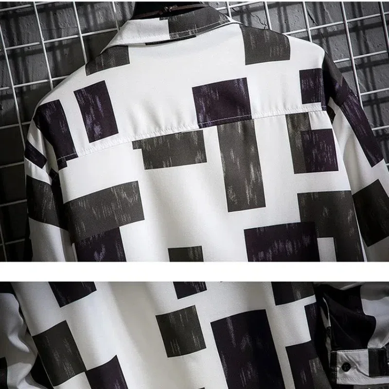 Men Casual Shirts - Plaid Long Sleeve Square Collar Button Front Shirt For Spring Autumn