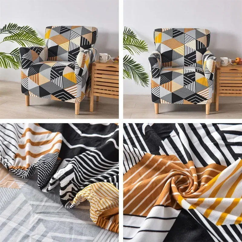 Tub Chair Cover Soft Spandex Printed Club Armchair Slipcovers for Living Room Elastic Single Sofa Covers Home Bar Counter Hotel 6
