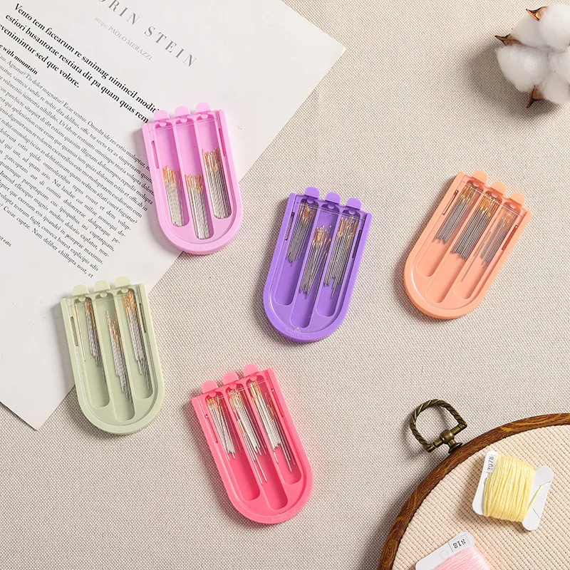 2pcs Candy Color ABS Sewing Needle Bottle Sewing Kit Organizer for Home Portable Durable Needle Storage Box for Needles Storage Box Sewing Kit