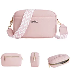 Elegant Solid Color Large Capacity Multifunctional Crossbody Bag (PINK)