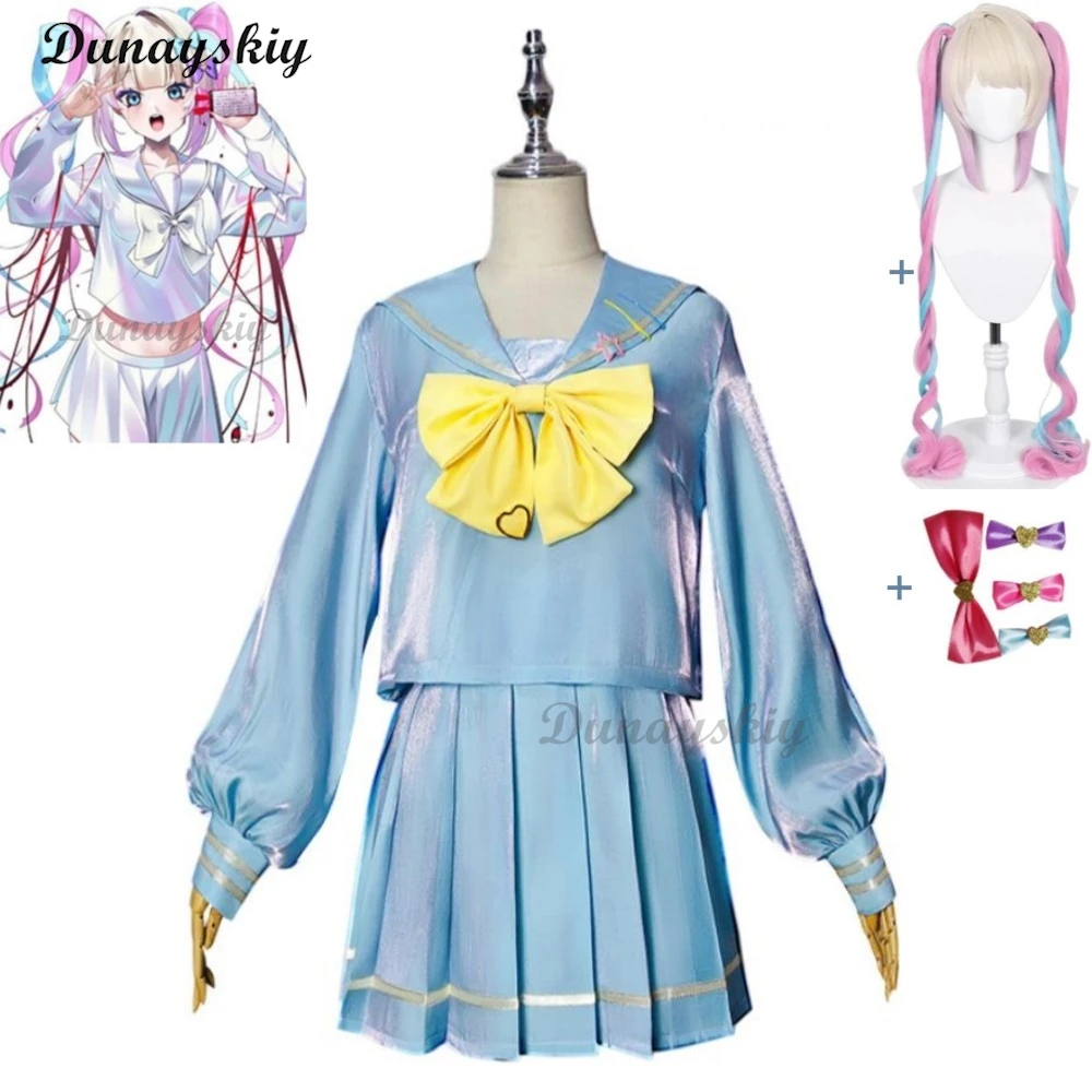 

Game Rain OMG Kawaii Angel Ame KAngel NEEDY GIRL OVERDOSE Cosplay Costume Wig Anime School JK Sailor Uniform Hallowen Suit