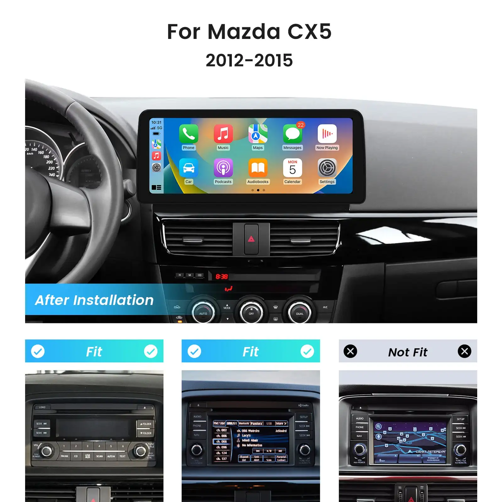 

Dasaita Android12 Car Stereo for Mazda CX5 2012-2015 Carplay Android Auto Radio Qualcomm 665 12.3" QLED Screen 8G+256G
