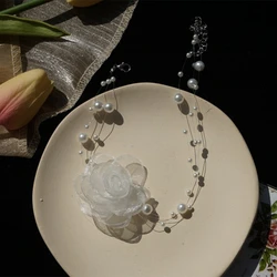 Camellia Choker Flower Choker Necklace Rose Choker Clavicle Chain Pearl Choker Dropship