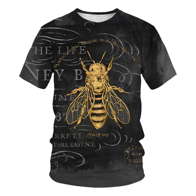 

Men's 3D Fashion Printed Short Sleeve T Shirt Insect Collection Bee Pattern O Neck Outdoor Fitness Street Trend Shirt Oversized