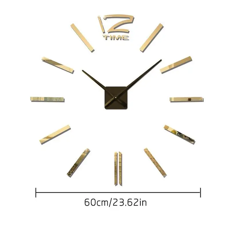 DIY Wall Clock 60cm Frameless Modern 3D Wall Clock Mirror Stickers Home Office Hotel Room Design School Decoration Decor
