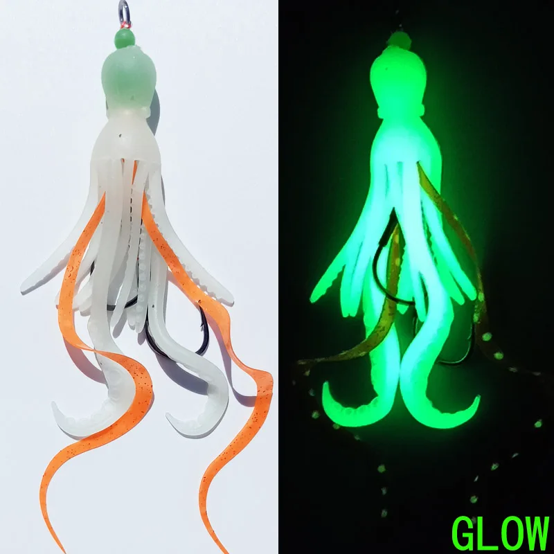 

1PC 15#17#19# Soft Silicone Squid Skirt Lure Slow Jigging Assist Hook Luminous Trolling Bait Saltwater Sea Fishing Accessories