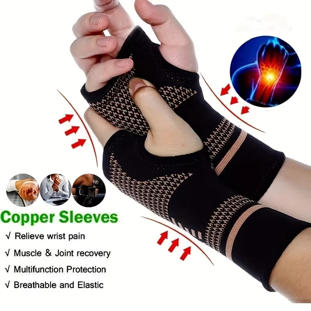 New 1Pcs Copper Fiber Bracer Wrist Elastic Sport Bandage Wristband Hand Gym Support Wrist Brace Wrap Tennis Fitness Powerlifting 2