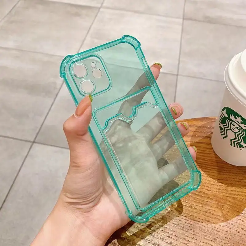 thumbnail image 1 of TPU Bumper Transparent Phone Case For iPhone 15 14 13 12 Mini 11 Pro XS Max XR X SE 2020 8 7 Plus Wallet Card Bag Cover, 1 of 5