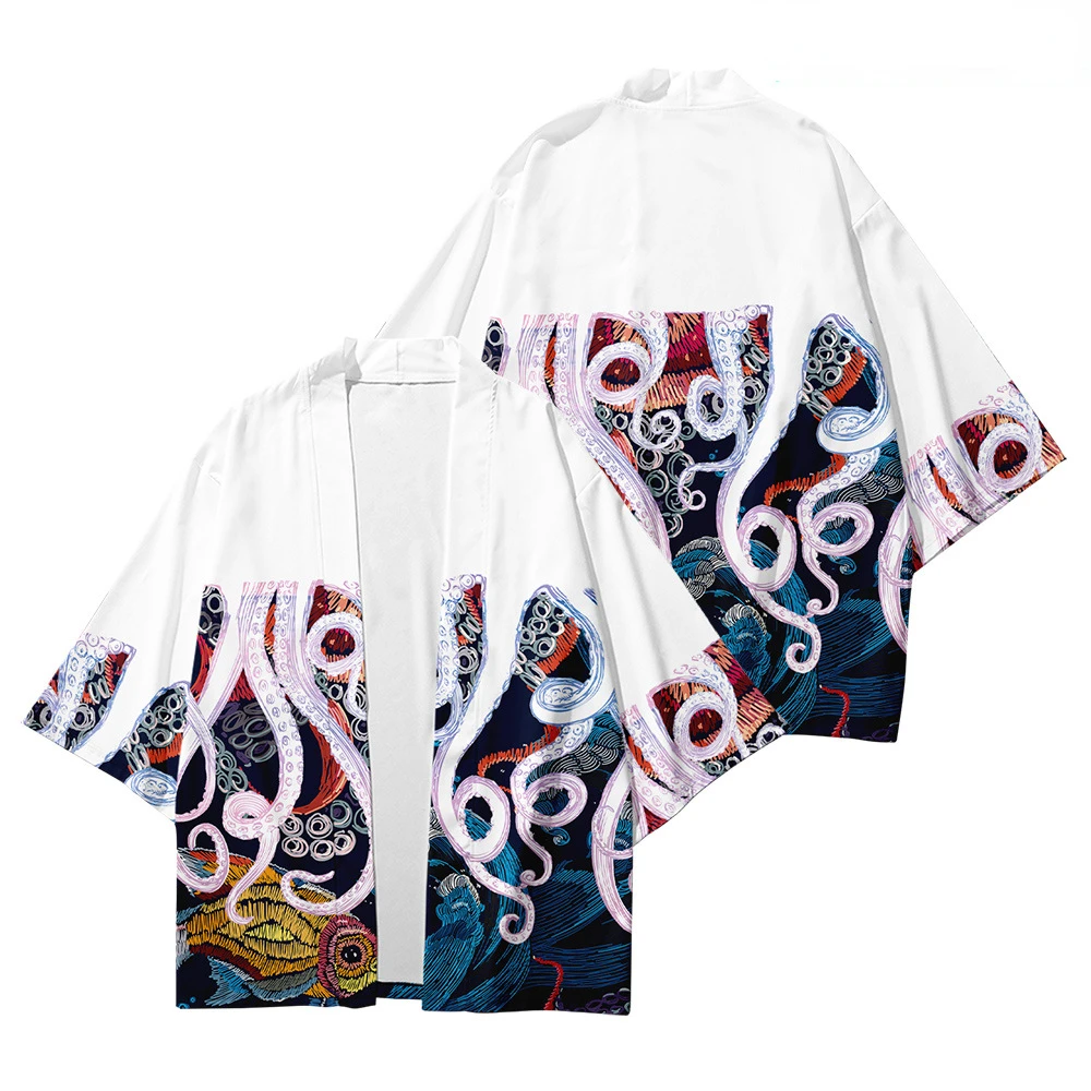 Octopus Graphic Loose Japanese Kimono Cardigan Men & Women Streetwear Harajuku Yukata Fashion Tops