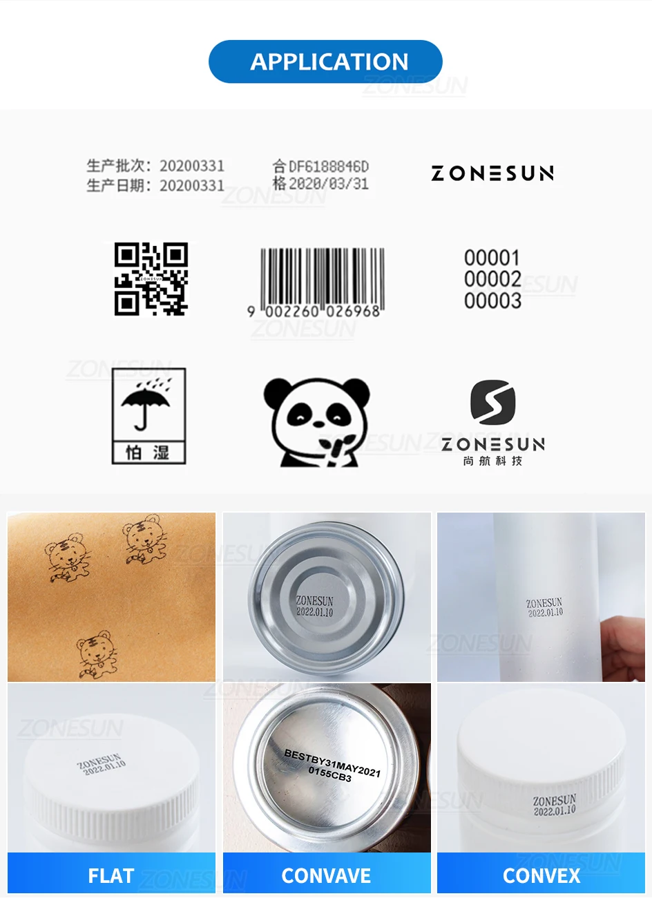 Ручной струйный принтер ZONESUN, портативная машина для кодирования даты, QR-код, штрих-код, серия, серийный номер, печатная машина для бутылок ZS-DC1 