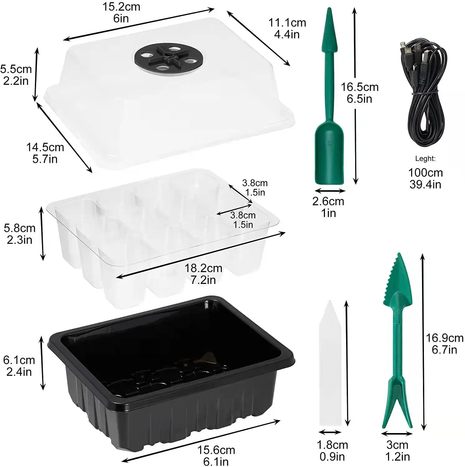 2022 12 Hole Seedling Trays Seed Starter Starter Plant Flower Grow Box Propagation For Gardening Grow Starting Germination Box