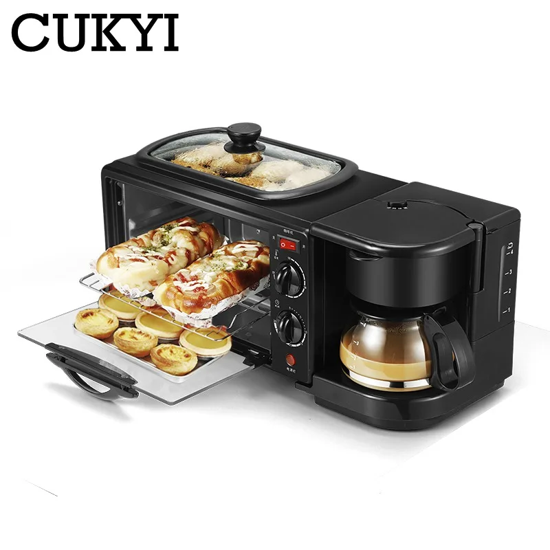 3 in 1 Multifunction Breakfast Making Machine Electric Coffee maker Omelette frying pan bread pizza Baking oven Tea boiler 110V