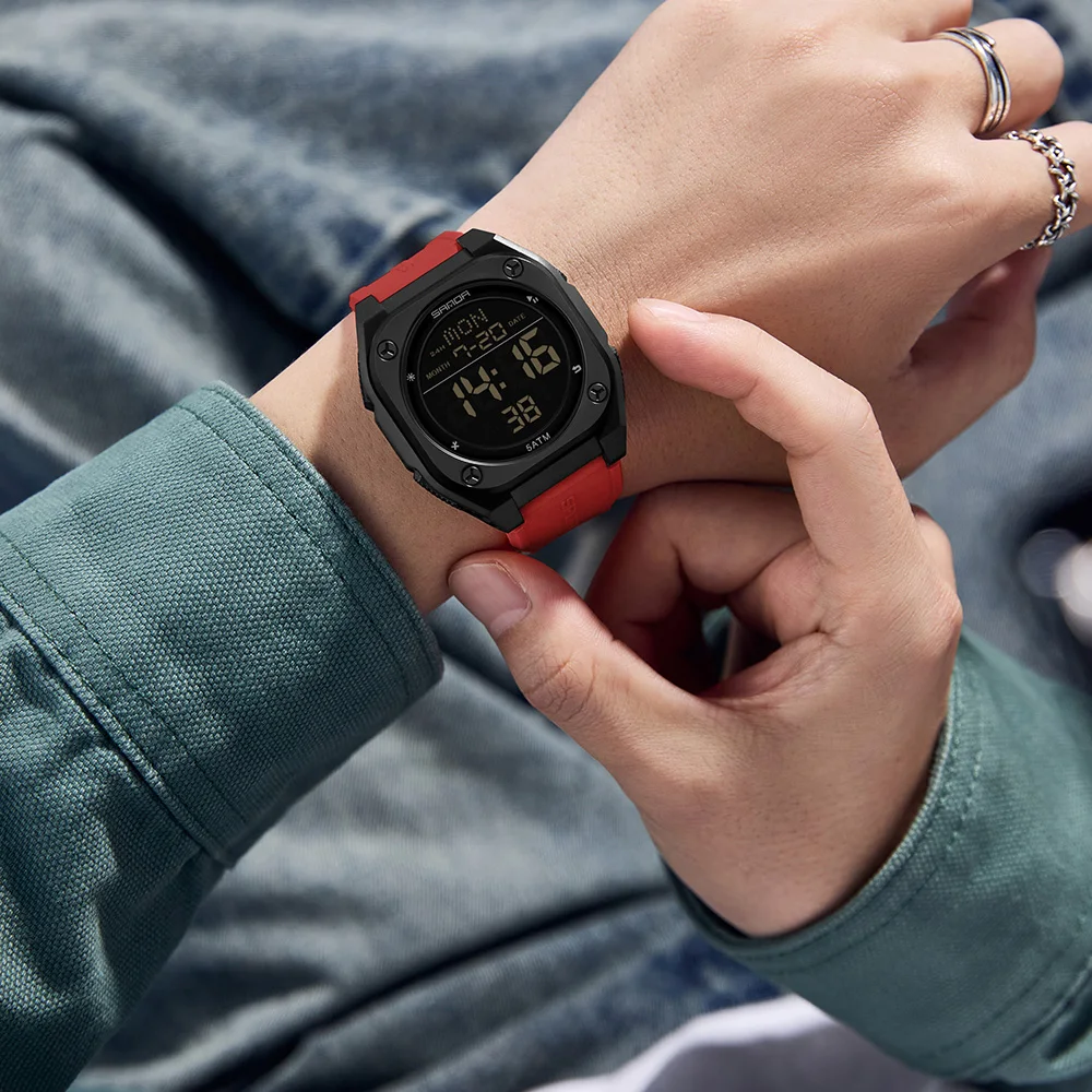 Waterproof Men's Digital Sports Watch with LED Display & Alarm Clock