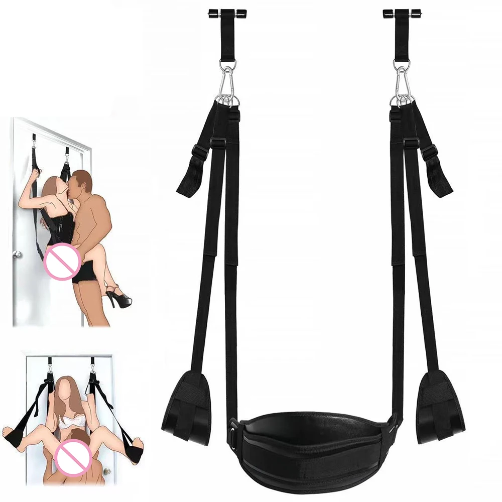 Door Sex Swing with Seat Bondage Slave Newest Leather Soft Plush Sex Slings with Adjustable Straps Toys For Couple