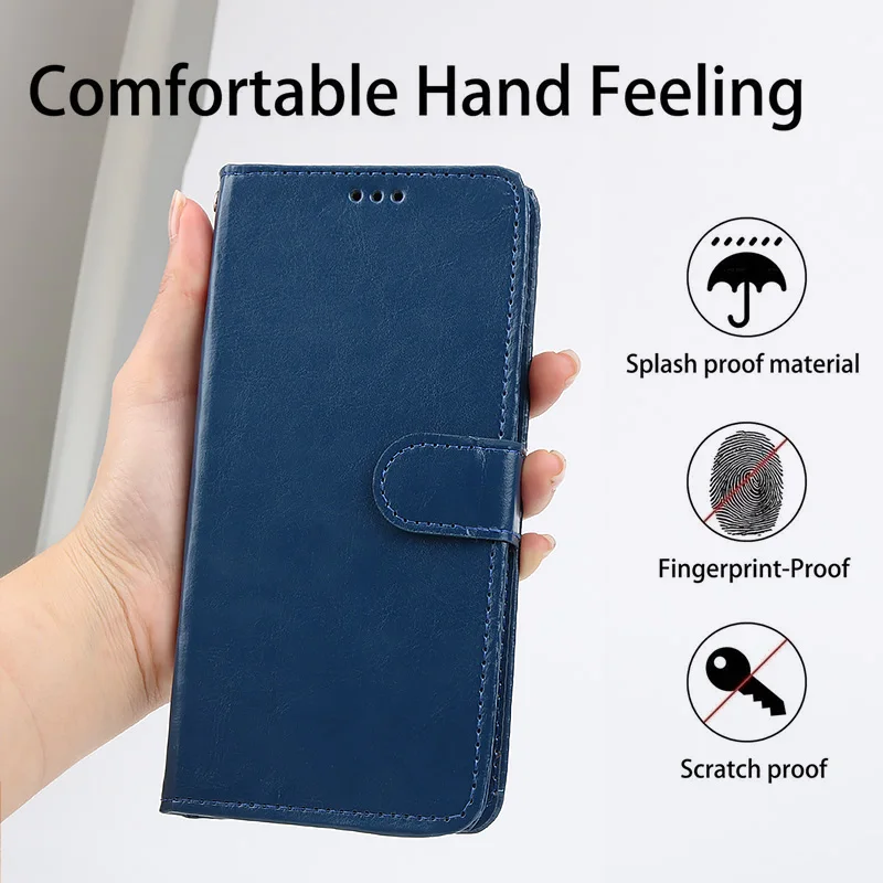 Leather Flip Wallet Case with Card Holder - Protective Cover